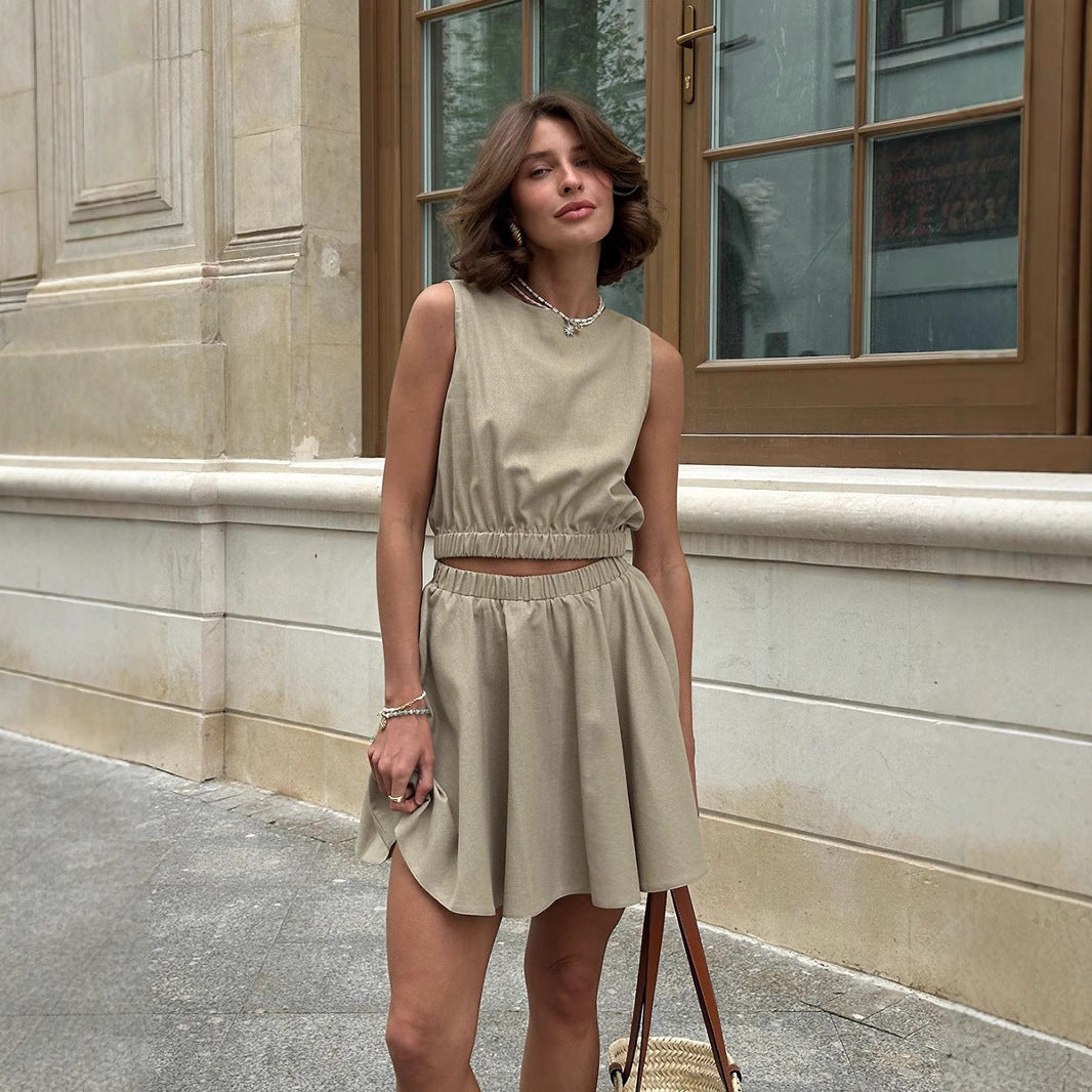 Ensemble Coton-Lin – Jupe Courte & Confort Bohème Léger💛