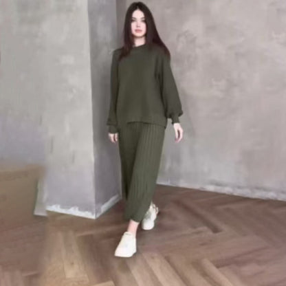 Ensemble Plissé – Élégance Longues Manches & Flow Urbain💖