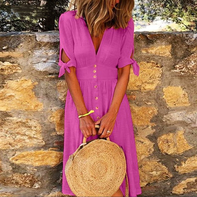 Robe Nouée – Décolleté en V & Charme Insouciant🌸