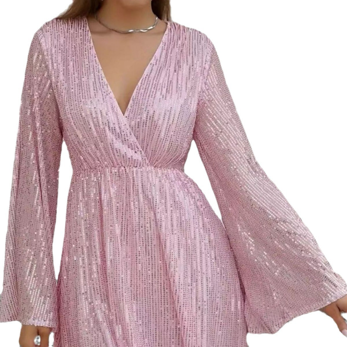 Robe Pailletée – Décolleté V & Taille Sculptée pour Soirées Étincelantes ✨
