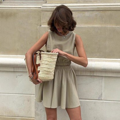 Ensemble Coton-Lin – Jupe Courte & Confort Bohème Léger💛