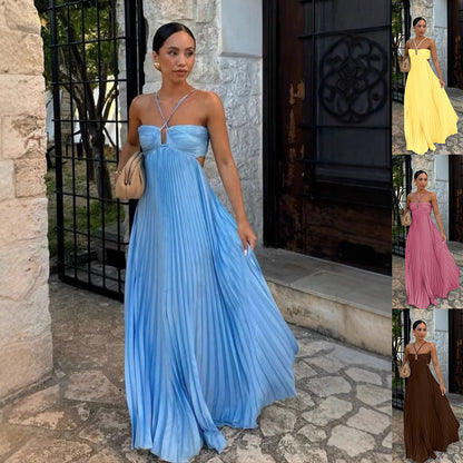 Robe Plissée – Soirées Étoilées & Liberté Sans Manches ✨