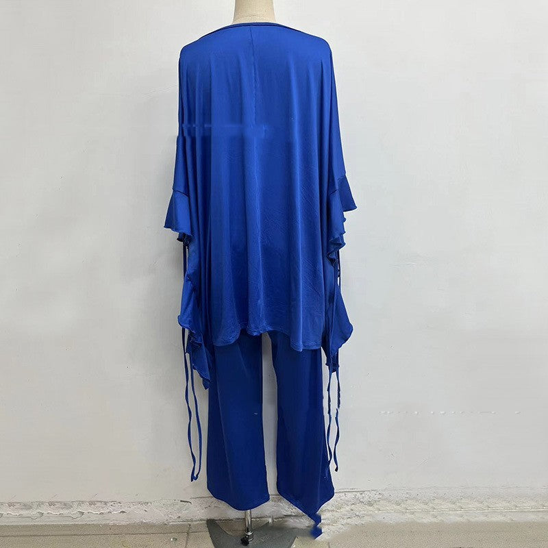 Ensemble Dentelle – Chemise Nouée & Pantalon Flow Décontracté ✨