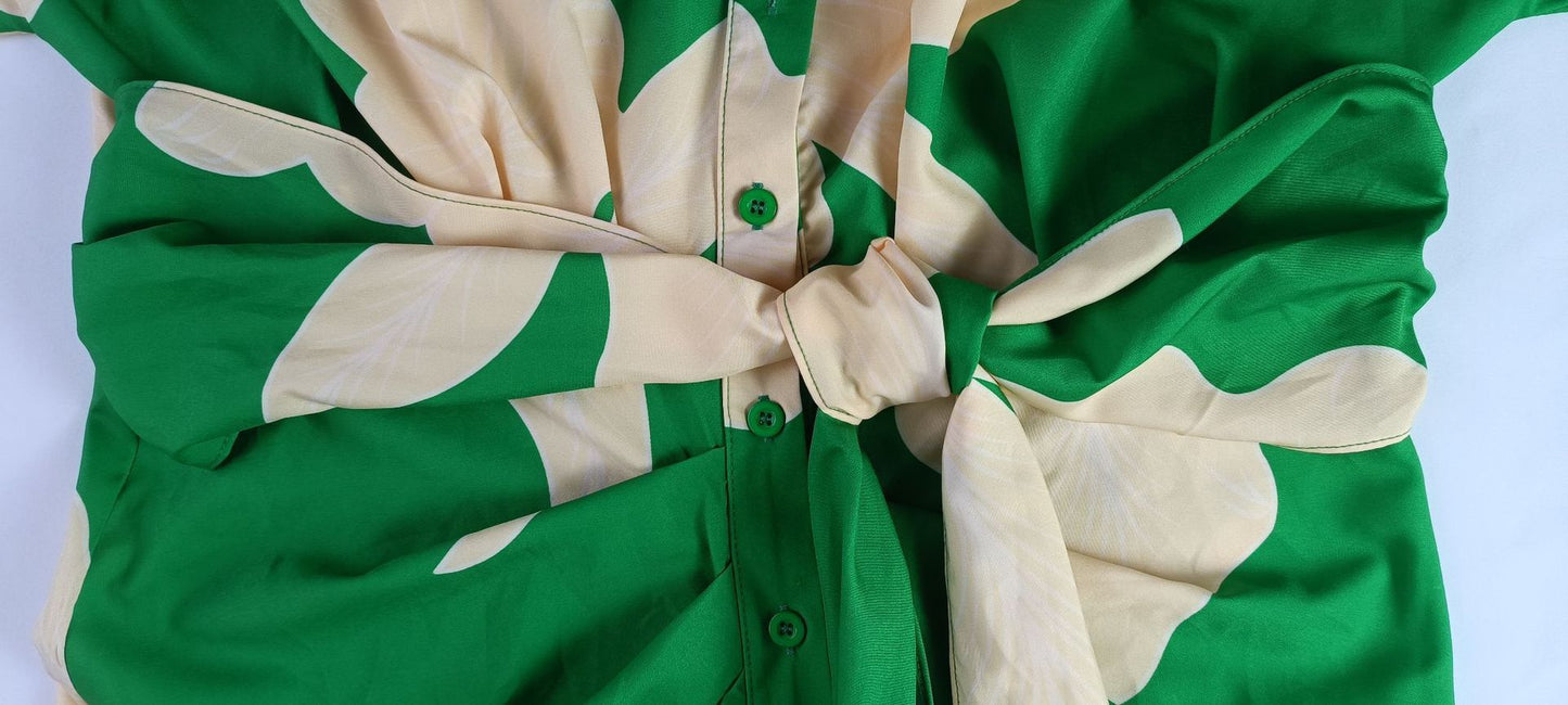 Robe Taille Haute – Motifs Solaires & Douceur Citadine💛