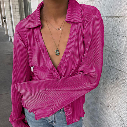 Chemise Plissée – Printemps Rétro & Élégance Bohème 🌼