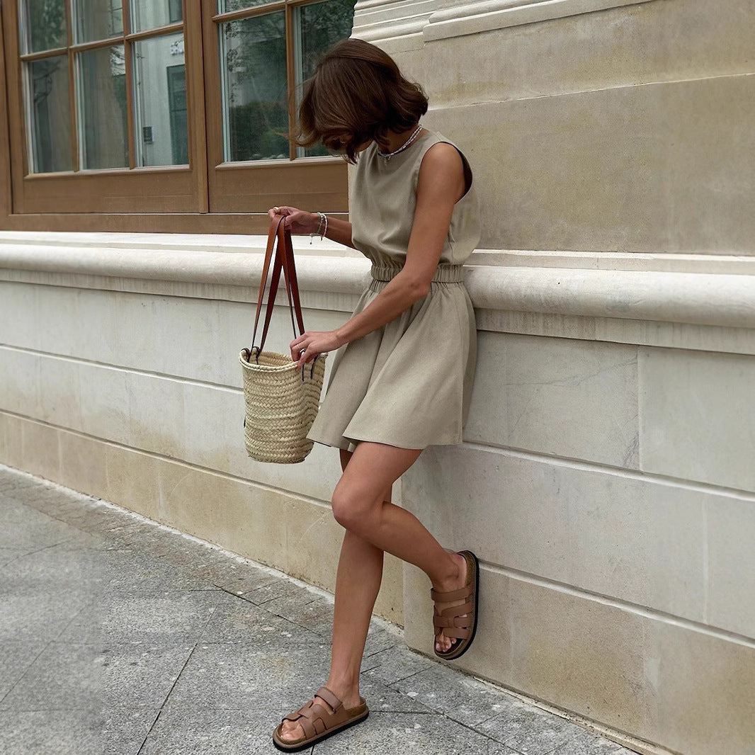 Ensemble Coton-Lin – Jupe Courte & Confort Bohème Léger💛