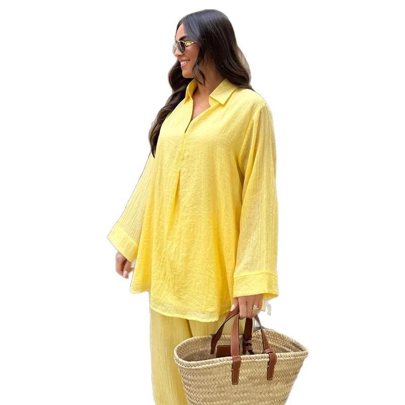 Ensemble Deux-Pièces – Chemise Col V & Vibes Été-Automne🍁