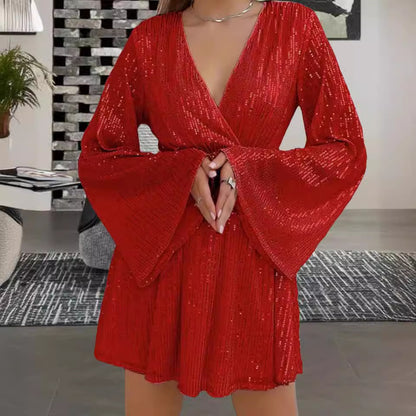 Robe Pailletée – Décolleté V & Taille Sculptée pour Soirées Étincelantes ✨