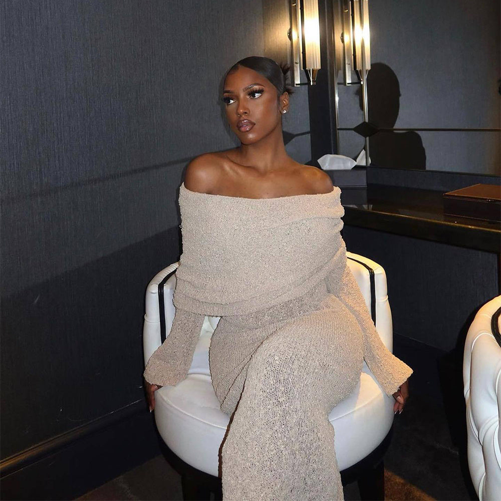 Robe Épaules Nues – Maille Sexy & Escapade Bohème🔥