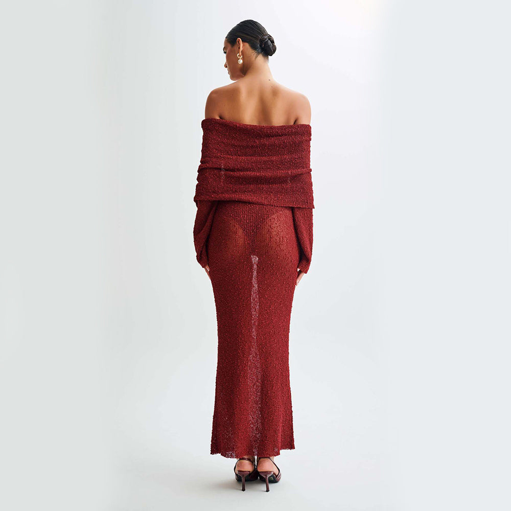 Robe Épaules Nues – Maille Sexy & Escapade Bohème🔥