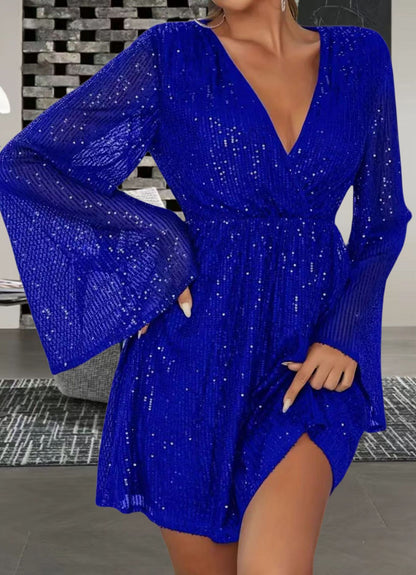 Robe Pailletée – Décolleté V & Taille Sculptée pour Soirées Étincelantes ✨