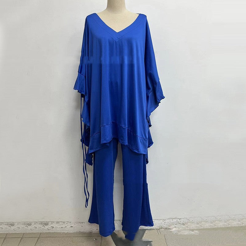 Ensemble Dentelle – Chemise Nouée & Pantalon Flow Décontracté ✨