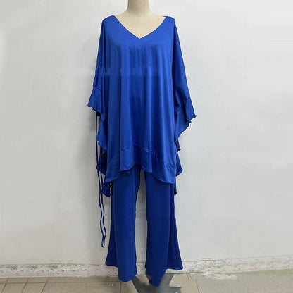 Ensemble Dentelle – Chemise Nouée & Pantalon Flow Décontracté ✨